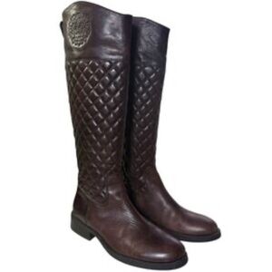 Vince Camuto Brown Quilted Combat Boots